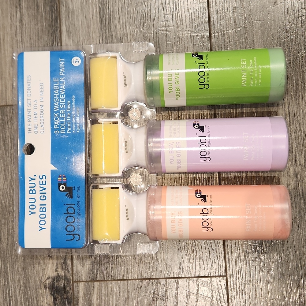 NWT Yoobi 3 pack washable roller sidewalk paint non-toxic & washable